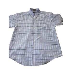 Van Heusen Men's Size L Shirt Oxford Plaid Short Sleeve